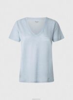 ⁦נשים 4N8XB466 Pepe Jeans מִפרָץ חולצת טי עם צווארון V בפשתן⁩ – תמונה ⁦5⁩