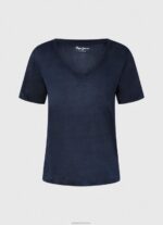 ⁦נשים 4N8XB467 Pepe Jeans dulwich חולצת טי עם צווארון V בפשתן⁩ – תמונה ⁦5⁩