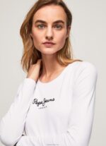 ⁦נשים 4N8XB469 Pepe Jeans לבן חולצת כותנה עם שרוולים ארוכים⁩ – תמונה ⁦3⁩