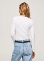 ⁦נשים 4N8XB469 Pepe Jeans לבן חולצת כותנה עם שרוולים ארוכים⁩ – תמונה ⁦4⁩