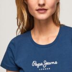 נשים 4N8XB470 Pepe Jeans חיל הים חולצת לוגו בסיסית