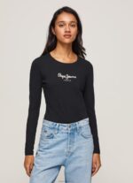 נשים 4N8XB471 Pepe Jeans שָׁחוֹר חולצת כותנה עם שרוולים ארוכים