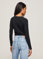 ⁦נשים 4N8XB471 Pepe Jeans שָׁחוֹר חולצת כותנה עם שרוולים ארוכים⁩ – תמונה ⁦4⁩