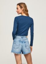 ⁦נשים 4N8XB472 Pepe Jeans חיל הים חולצת כותנה עם שרוולים ארוכים⁩ – תמונה ⁦4⁩