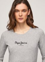 ⁦נשים 4N8XB473 Pepe Jeans חוואר אפור חולצת כותנה עם שרוולים ארוכים⁩ – תמונה ⁦3⁩