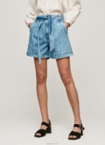⁦נשים 4N8XB478 Pepe Jeans דֵנִים מכנסי ג'ינס קצרים בהדפס פסים⁩ – תמונה ⁦2⁩