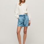 נשים 4N8XB478 Pepe Jeans דֵנִים מכנסי ג'ינס קצרים בהדפס פסים