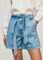 ⁦נשים 4N8XB478 Pepe Jeans דֵנִים מכנסי ג'ינס קצרים בהדפס פסים⁩ – תמונה ⁦3⁩