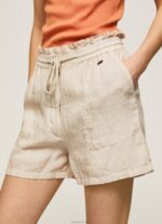 ⁦נשים 4N8XB490 Pepe Jeans אֶבֶן מכנסי פשתן קצרים שקיות נייר⁩ – תמונה ⁦2⁩