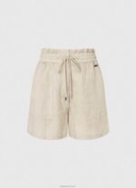 ⁦נשים 4N8XB490 Pepe Jeans אֶבֶן מכנסי פשתן קצרים שקיות נייר⁩ – תמונה ⁦3⁩