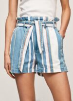 ⁦נשים 4N8XB493 Pepe Jeans דֵנִים מכנסי ג'ינס קצרים בהדפס פסים⁩ – תמונה ⁦3⁩