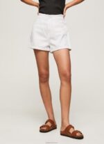 ⁦נשים 4N8XB512 Pepe Jeans דֵנִים מכנסי ג'ינס קצרים רקומים עם פרחים⁩ – תמונה ⁦3⁩