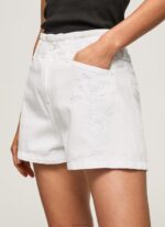 ⁦נשים 4N8XB512 Pepe Jeans דֵנִים מכנסי ג'ינס קצרים רקומים עם פרחים⁩ – תמונה ⁦4⁩