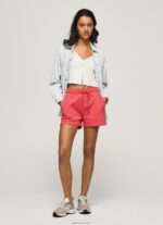 נשים 4N8XB516 Pepe Jeans סטודיו אדום מכנסי כותנה קצרים מתכווננים