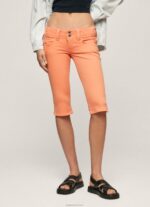 ⁦נשים 4N8XB528 Pepe Jeans אפרסק מכנסי ג'ינס קצרים בגזרה קצוצה⁩ – תמונה ⁦2⁩
