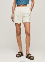 ⁦נשים 4N8XB534 Pepe Jeans לבן מכנסי כותנה קצרים עם פרטים פתוחים⁩ – תמונה ⁦2⁩