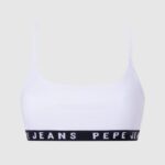 נשים 4N8XB536 Pepe Jeans לבן חזיית ספורט מכותנה