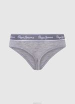 ⁦נשים 4N8XB545 Pepe Jeans חוואר אפור חוטיני קלאסי עם לוגו מודפס⁩ – תמונה ⁦2⁩