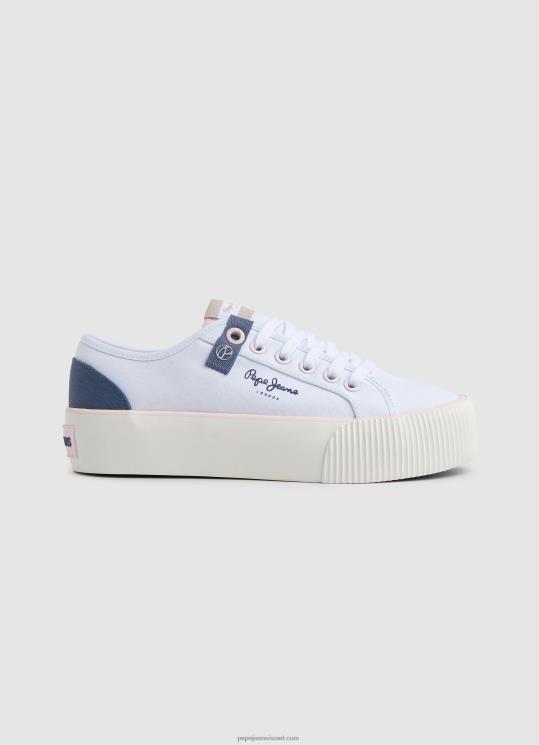 d7a0d7a9d799d79d_4n8xb608_pepe_jeans_d79cd791d79f_d7a0d7a2d79cd799_d7a1d7a4d795d7a8d798_d7a4d79cd798d7a4d795d7a8d79ed7aa_d790d79.jpg נשים 4N8XB608 Pepe Jeans לבן נעלי ספורט פלטפורמת אוטיס סאן – תמונה 1