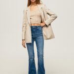 נשים 4N8XB60 Pepe Jeans דֵנִים ג'ינס מתרחב בגזרה גבוהה של דיון
