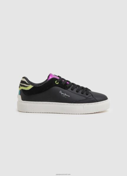 נשים 4N8XB613 Pepe Jeans שָׁחוֹר נעלי ספורט בסיסיות של Adams ari