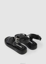⁦נשים 4N8XB652 Pepe Jeans שָׁחוֹר סנדלי טריז לוגי קיץ⁩ – תמונה ⁦4⁩
