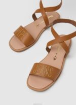 ⁦נשים 4N8XB660 Pepe Jeans לְהִשְׁתַזֵף סנדלי עור שטוחים של irma log⁩ – תמונה ⁦3⁩