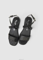 ⁦נשים 4N8XB661 Pepe Jeans שָׁחוֹר סנדלי עור שטוחים של irma log⁩ – תמונה ⁦2⁩