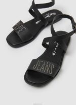 ⁦נשים 4N8XB661 Pepe Jeans שָׁחוֹר סנדלי עור שטוחים של irma log⁩ – תמונה ⁦3⁩