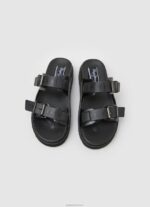 ⁦נשים 4N8XB670 Pepe Jeans שָׁחוֹר סנדלי פולה פארק עם אבזם כפול⁩ – תמונה ⁦2⁩