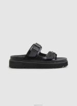 נשים 4N8XB670 Pepe Jeans שָׁחוֹר סנדלי פולה פארק עם אבזם כפול
