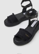 ⁦נשים 4N8XB671 Pepe Jeans שָׁחוֹר סנדלי טריז מבד קייט⁩ – תמונה ⁦3⁩