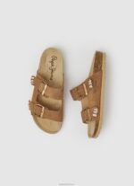 ⁦נשים 4N8XB673 Pepe Jeans טַבָּק סנדלי עור אתניק של oban⁩ – תמונה ⁦2⁩