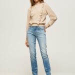 נשים 4N8XB67 Pepe Jeans דֵנִים ג'ינס בגזרה בגזרה גבוהה
