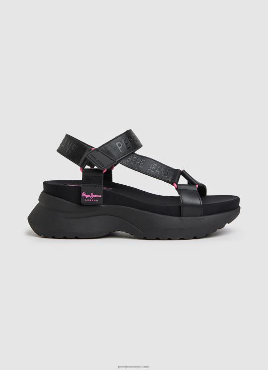 d7a0d7a9d799d79d_4n8xb687_pepe_jeans_d7a9d6b8d781d797d795d6b9d7a8_d7a1d7a0d793d79cd799_venus_ace_trek.jpg נשים 4N8XB687 Pepe Jeans שָׁחוֹר סנדלי venus ace trek – תמונה 1