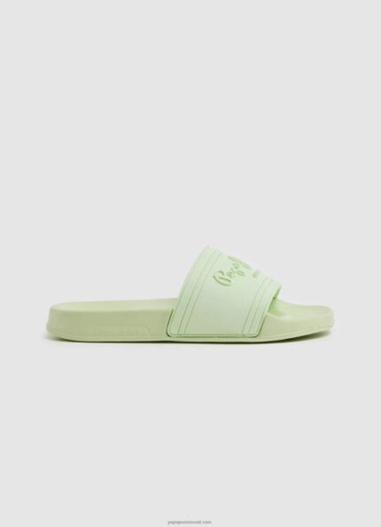 נשים 4N8XB688 Pepe Jeans ירוק טרי סליידר לוגו כפכפי חוף