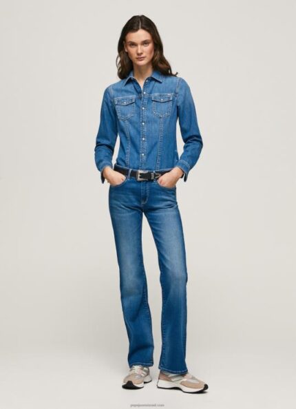 נשים 4N8XB68 Pepe Jeans דֵנִים ג'ינס בינוני בגזרה דק בגזרה אוברי