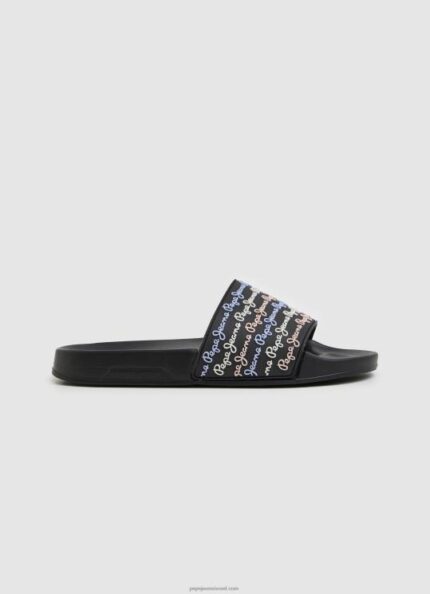 נשים 4N8XB692 Pepe Jeans שָׁחוֹר סט סליידר כפכפי חוף