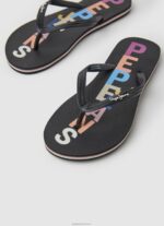⁦נשים 4N8XB697 Pepe Jeans שָׁחוֹר מגרפה אותיות כפכפי חוף⁩ – תמונה ⁦3⁩