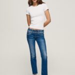 נשים 4N8XB6 Pepe Jeans דֵנִים ג'ינס בגזרה ישרה באמצע המותן