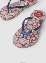 ⁦נשים 4N8XB702 Pepe Jeans אָדוֹם כפכפי חוף מגרפה פרחוניים⁩ – תמונה ⁦3⁩