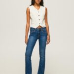 נשים 4N8XB71 Pepe Jeans דֵנִים מכנסי ג'ינס בינוניים בגזרה בגזרה דקיקה