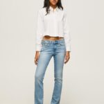 נשים 4N8XB72 Pepe Jeans דֵנִים מכנסי ג'ינס בגזרה בגזרה של פיקדילי בינוני