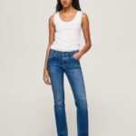 נשים 4N8XB75 Pepe Jeans דֵנִים מכנסי ג'ינס בגזרה בגזרה של פיקדילי בינוני