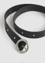 ⁦נשים 4N8XB762 Pepe Jeans שָׁחוֹר חגורת עור אבזם עגולה⁩ – תמונה ⁦2⁩
